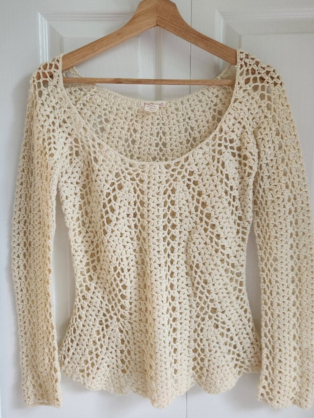 Cream crochet knit sweater top
